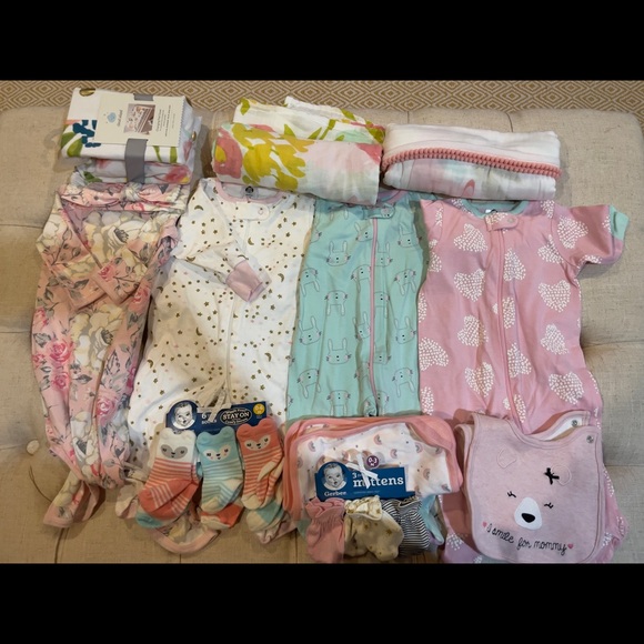 New Lot of 34 Baby Girl Spring/Summer Clothes Size 0-3 months! Carter's - Picture 2 of 10